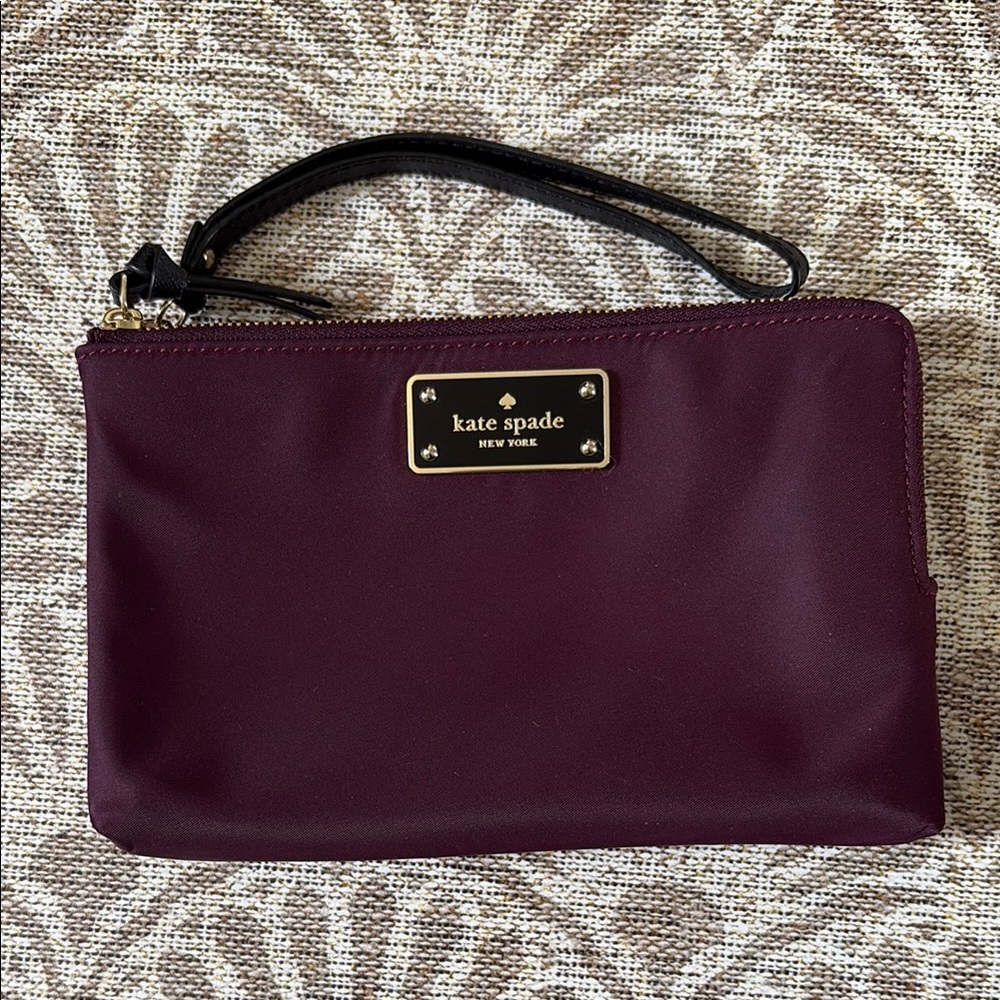 Kate Spade Burgundy and Black Clutch Wristlet